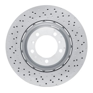 Porsche 718 Cayman Brake Rotor (1) - Right Rear - R1 Concepts - Drilled Carbon Alloy GeoMET - `16-`23